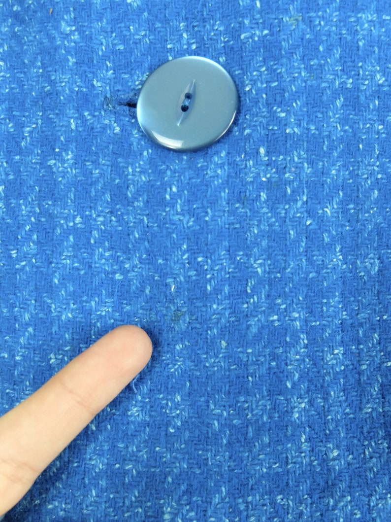 Vintage 60s Mod Bright Blue Houndstooth Sleeveless Button Up Vest