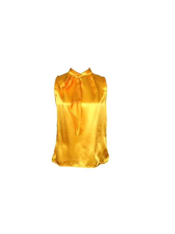 Vintage 2000s Y2K Silky Formal Mustard Yellow Sle… - image 1