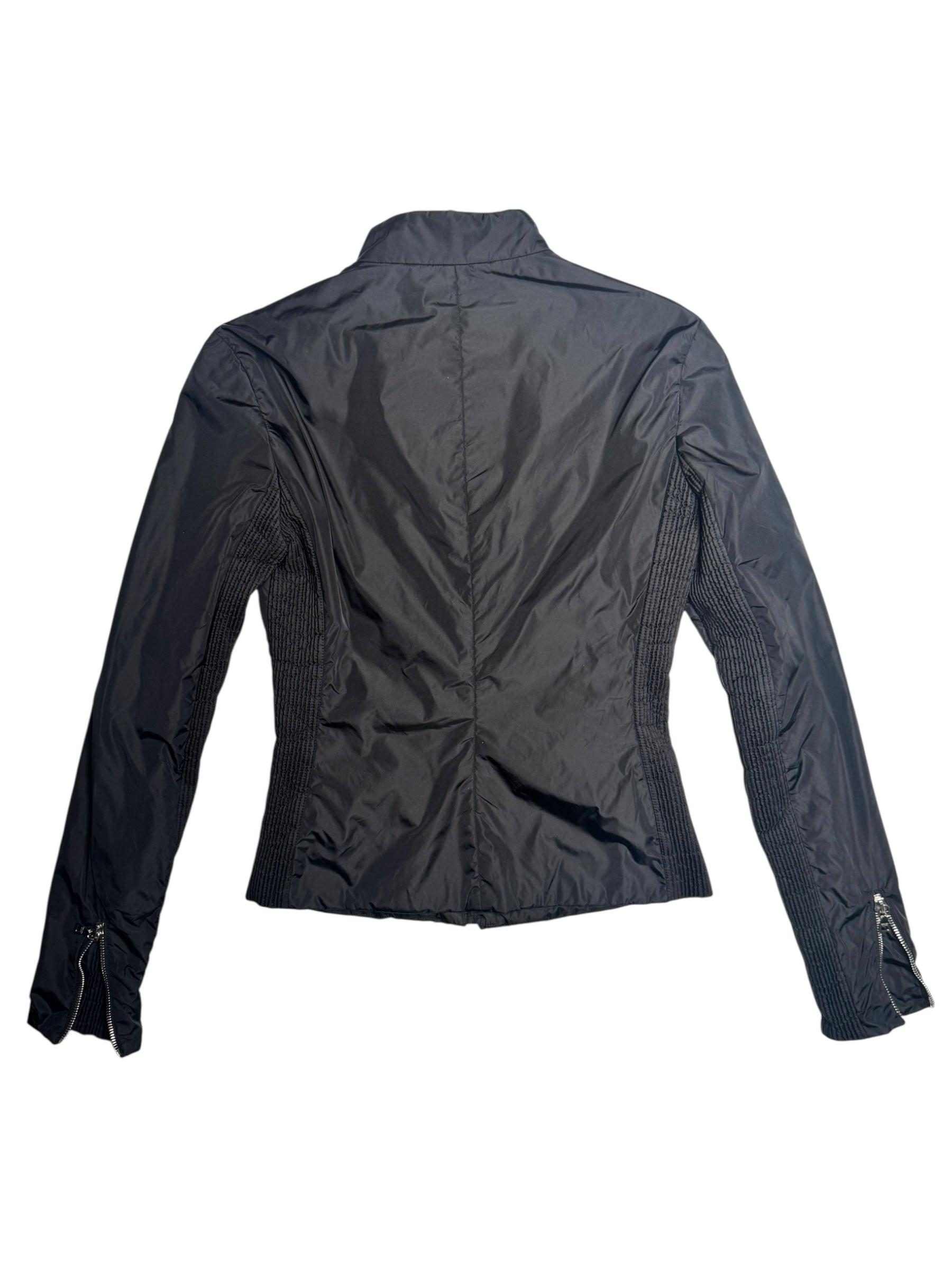 Vintage 2000s Y2K Prada Black Moto Nylon Fitted Utility Track