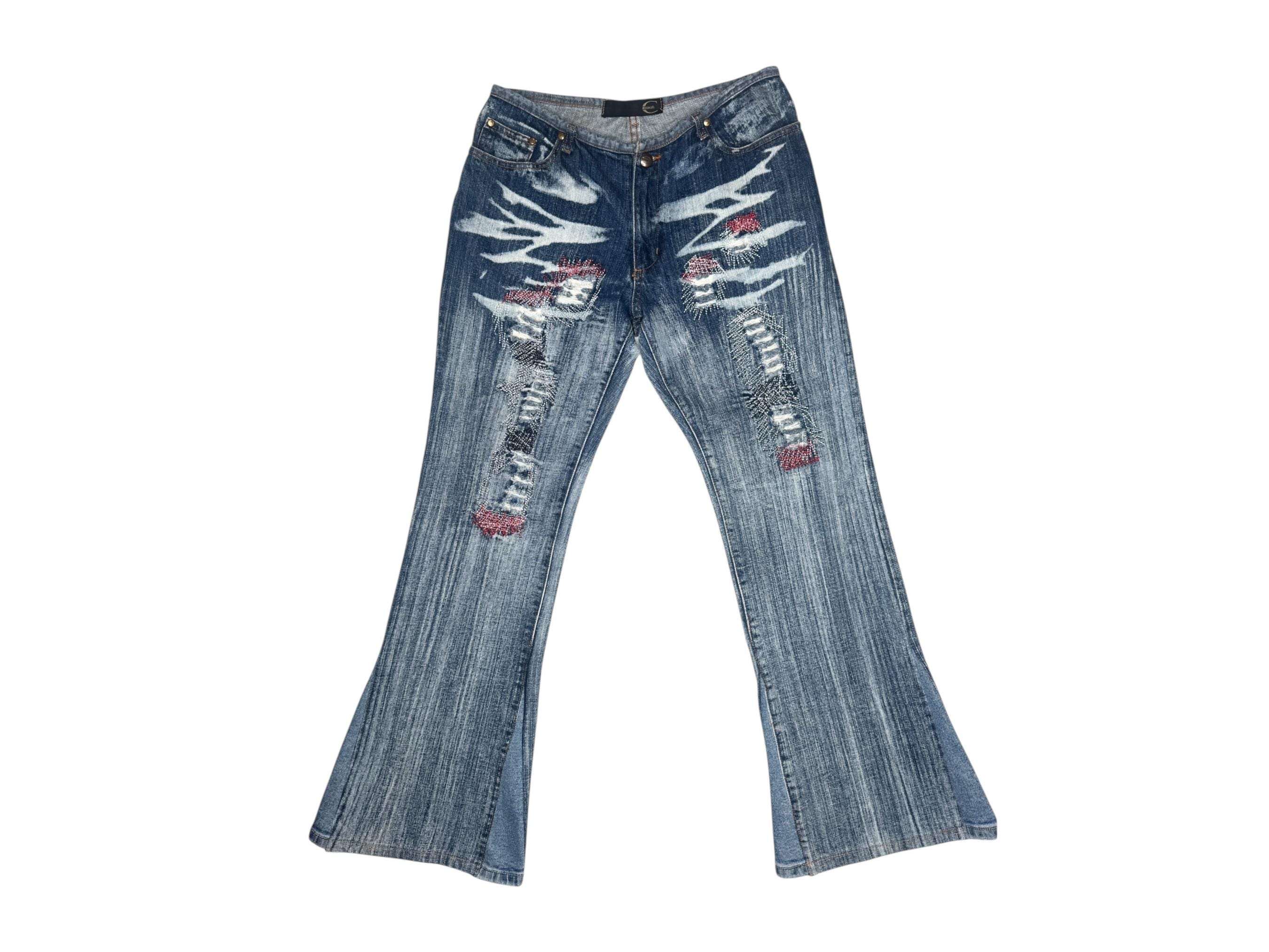 ジーンズ　デニム Just Cavalli y2k Vintage Just Cavalli Embroidered Bootcut Jeans | Y2K Acid Wash