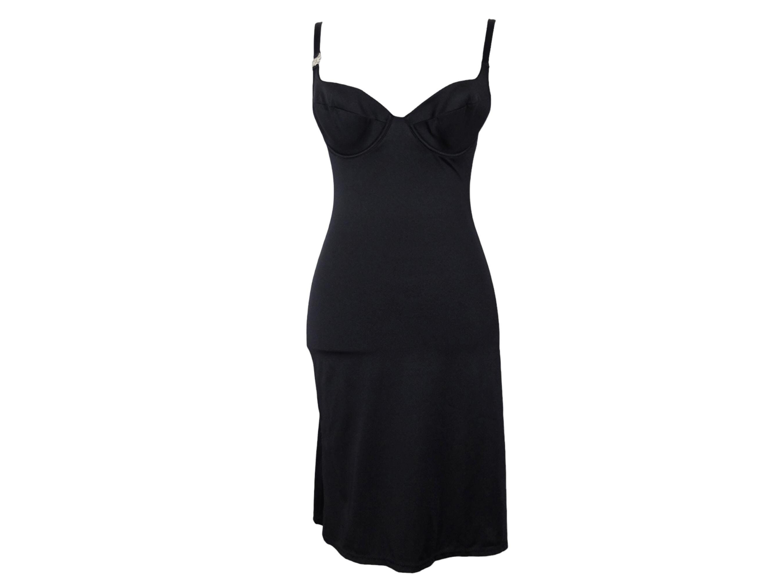 Dolce & Gabbana Black Mini Dress | Y2K Silver Strap Detail (size
