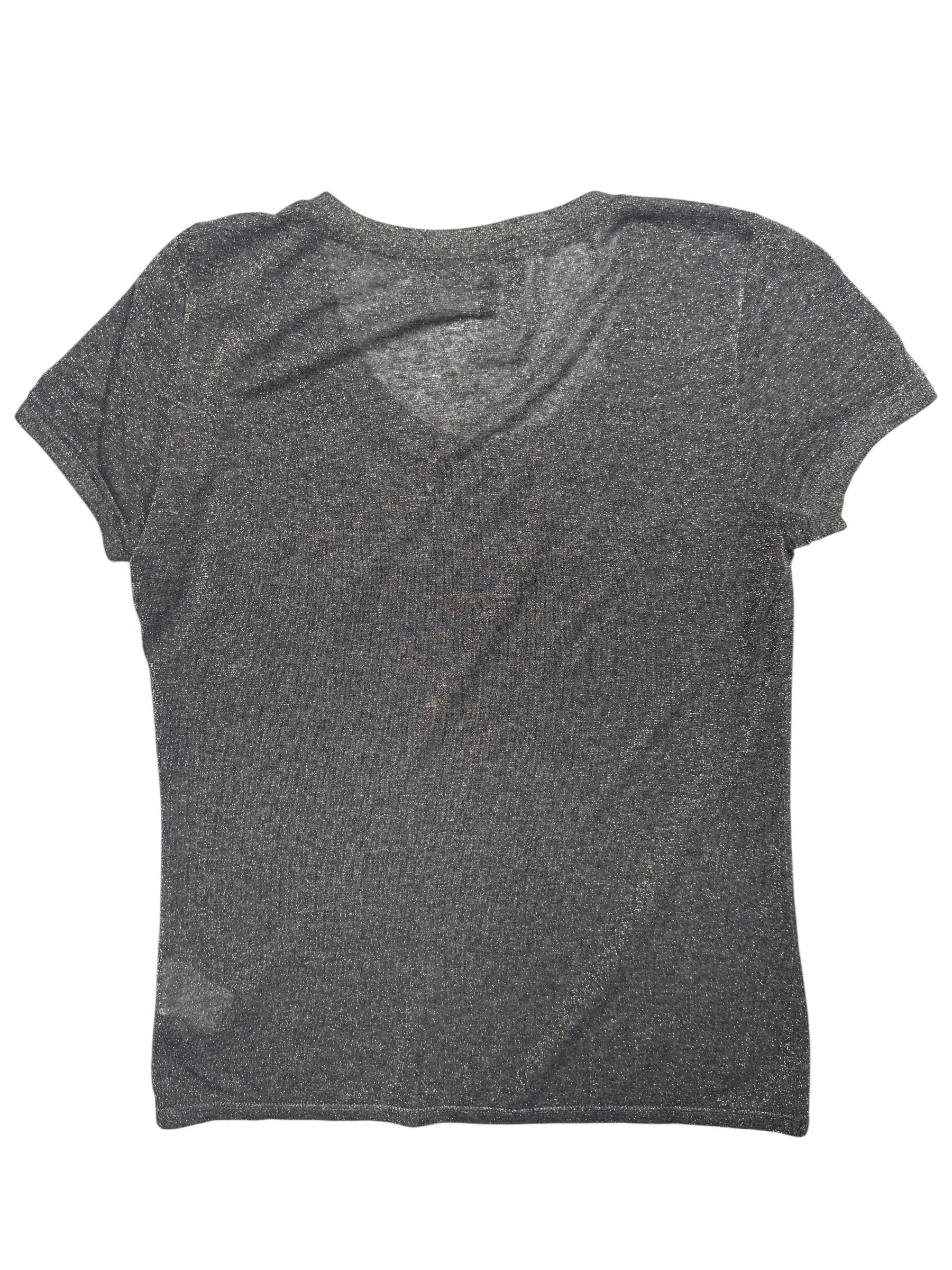 Vintage Y2K Emporio Armani Metallic T-shirt | Grey Sparkle, Size M 