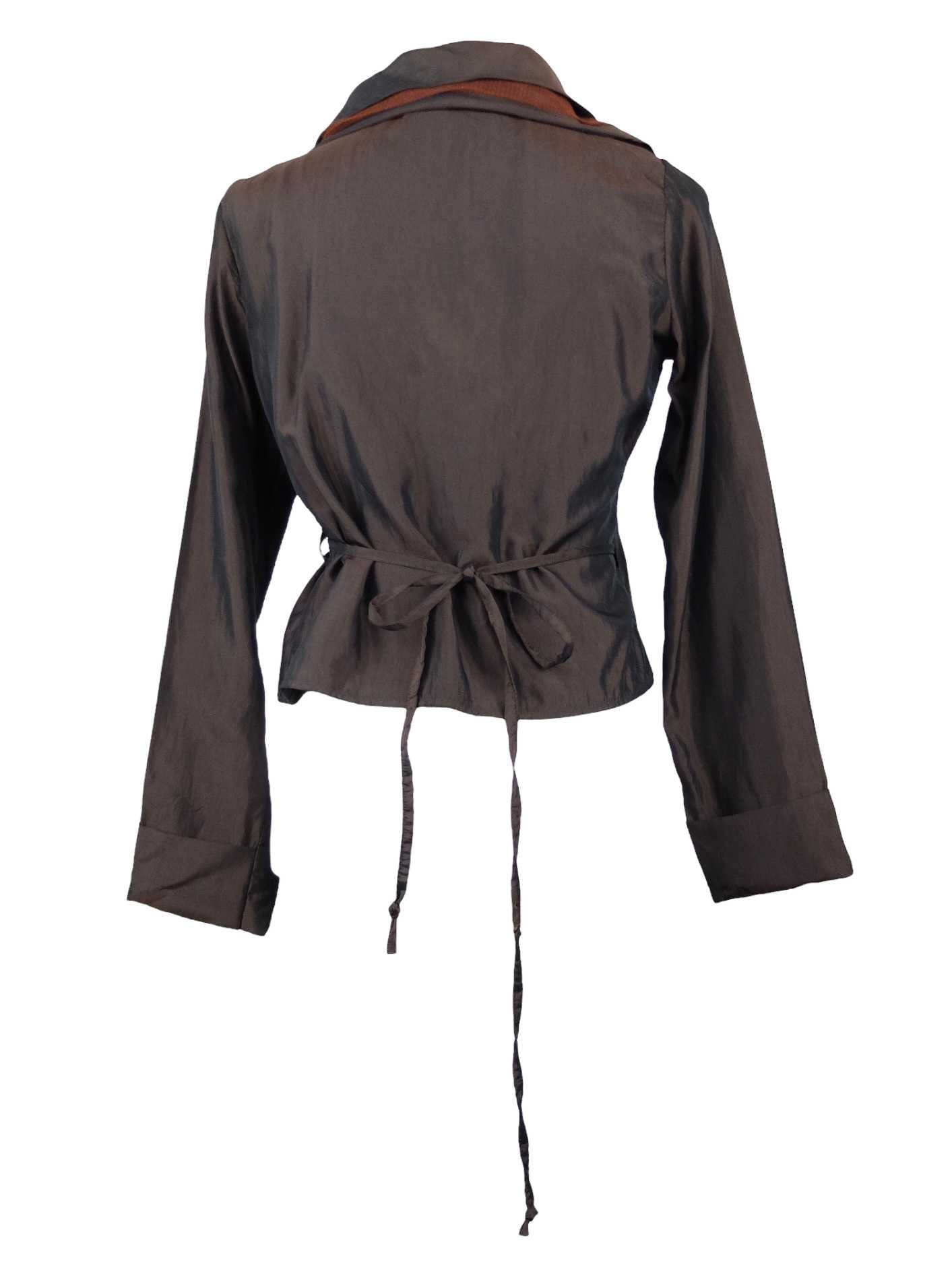 Vintage 2000s Y2K Soft Grunge Metallic Brown Orange Draped V