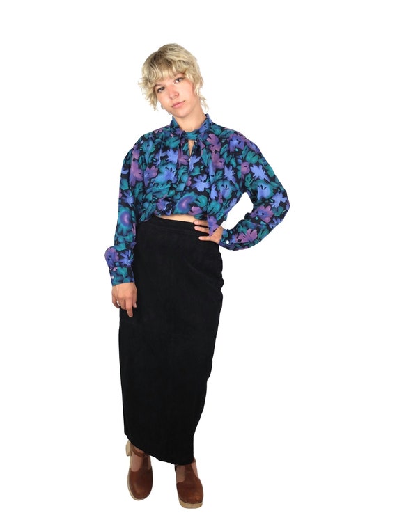 Vintage 70s Romantic Mod Floral Long Sleeve Button