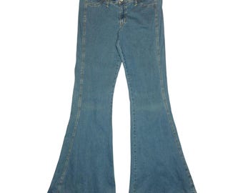 Vintage 2000s Blue Denim Low Rise Flared Bell Bottom Jeans | Size L