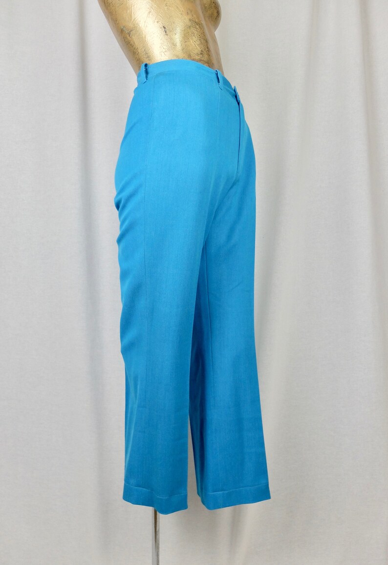 Vintage 1980/'s does 60/'s Mod Bright Blue High Waisted Straight Leg Pleated Trouser Pants