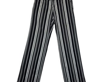 Vintage 2000er Jahre MISS SIXTY Low Rise Schwarz & Weiß Gerades Bein gestreifte Hose | Grösse S