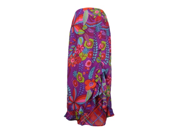 Vintage 2000s Y2K Bright Funky Psychedelic Floral… - image 1