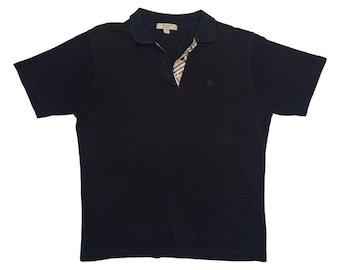 Vintage Burberry Men's Cotton Piqué Polo Shirt | Navy Blue, Size M