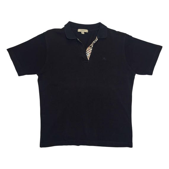 Vintage Burberry Men's Cotton Piqué Polo Shirt | Navy Blue, Size M