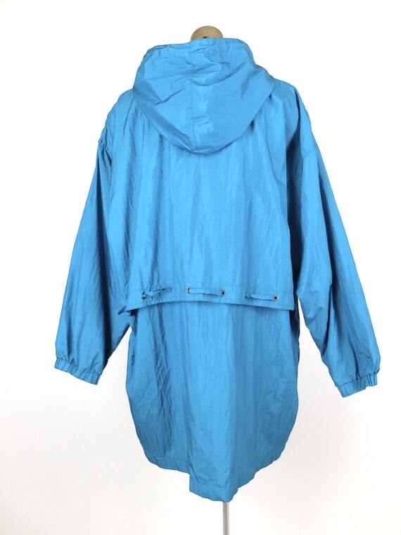 Vintage 80s Athletic Blue & Pink Hooded Windbreak… - image 7