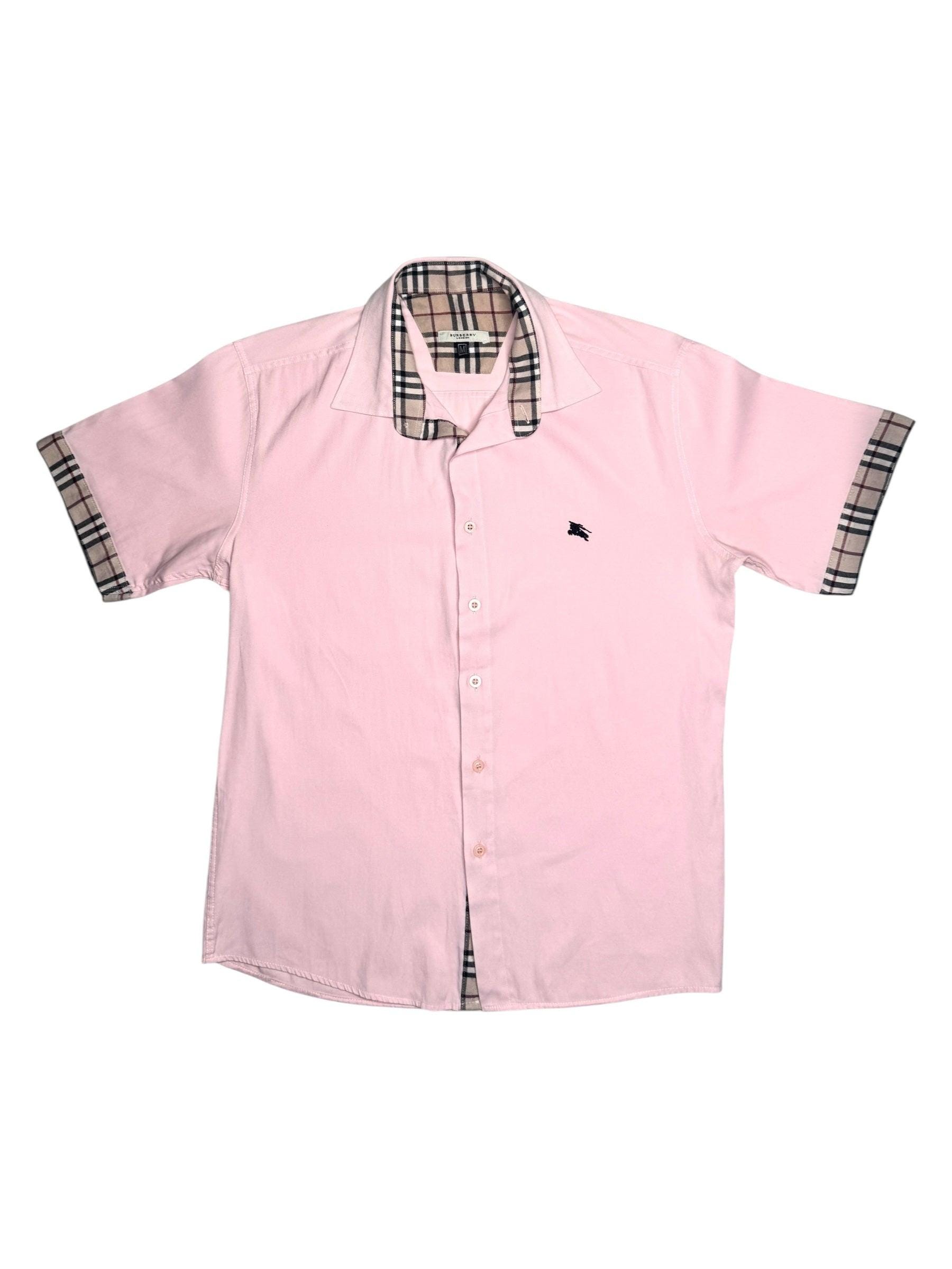 美品✨ Burberry ピンク　ブルー 長袖シャツ レディース　Y2K Burberry Pink Plaid Collared Short Sleeve Shirt | Y2K Preppy