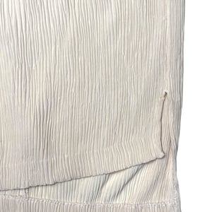 Vintage 2000s COMME des GARÇONS Silk Beige High Waisted Crinkle Pleated Knee Length Midi Skirt | Size M