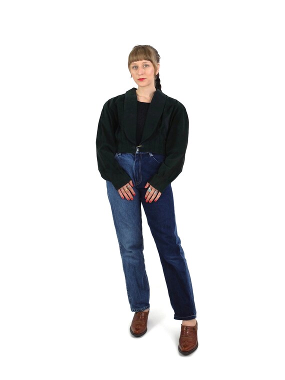 80s Wilsons Forest Green Suede Leather Cropped Str