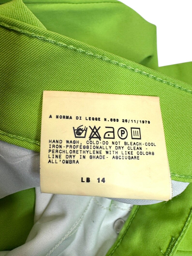 Vintage 2000s Versace Jeans Couture Lime Green Straight Leg Trousers | 26 Inch Waist