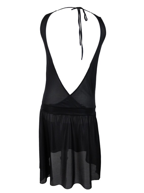 Vintage 2000s Y2K Balletcore Black Sleeveless Sheer Open Back Halter Drop  Waist Midi Circle Dress - Etsy