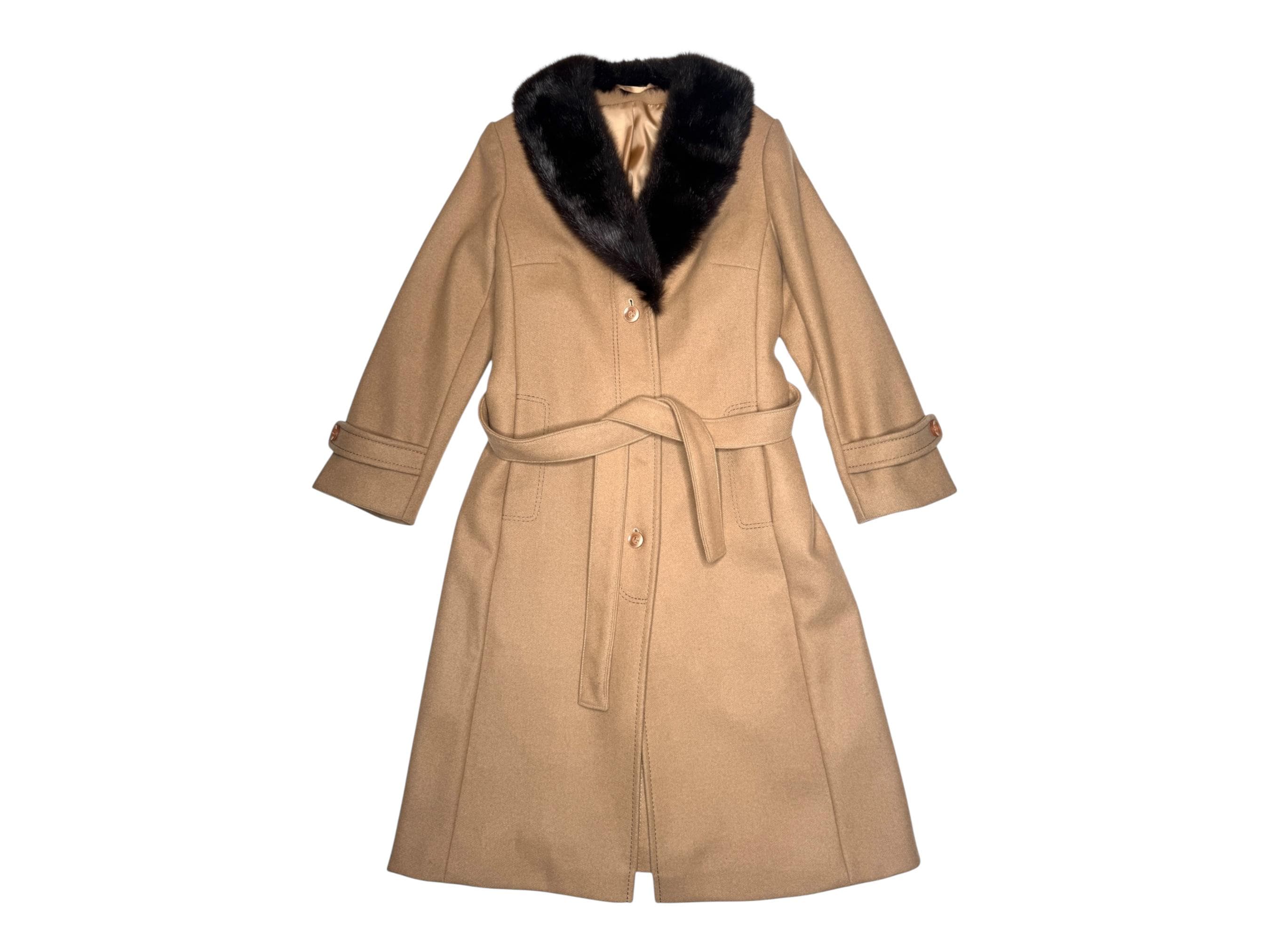 70s vintage ベルテッド コート USA製 ウール100%×ムートン Vintage 70s Wool Trench Coat | Genuine Fur Trim, Size S-M - Etsy