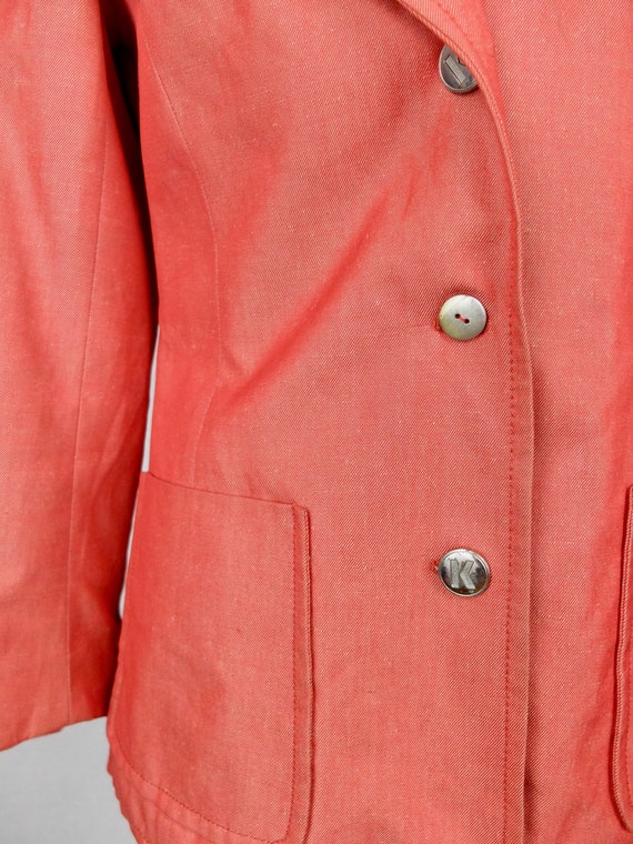 Vintage 60s Mod Red-Orange Collared Button Down B… - image 7