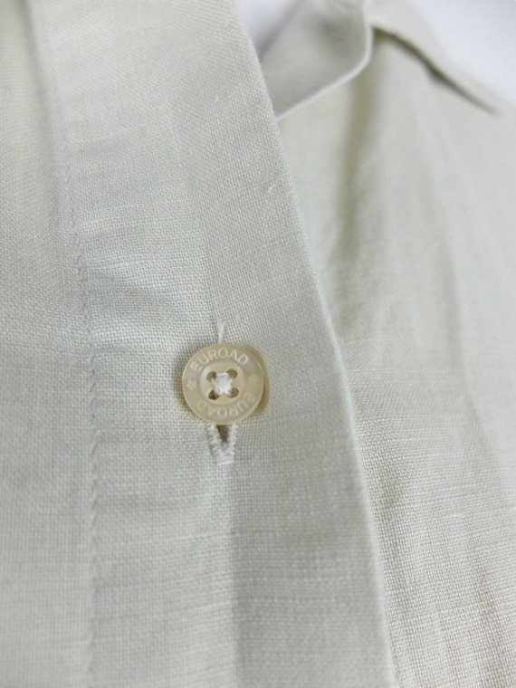 Vintage 90s Basic Solid Cream Tan Linen Blend Col… - image 8