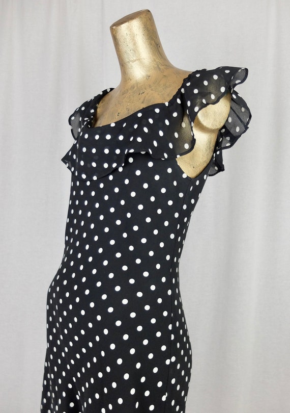 Vintage 1980's Pin-Up Style Black and White Polka… - image 3