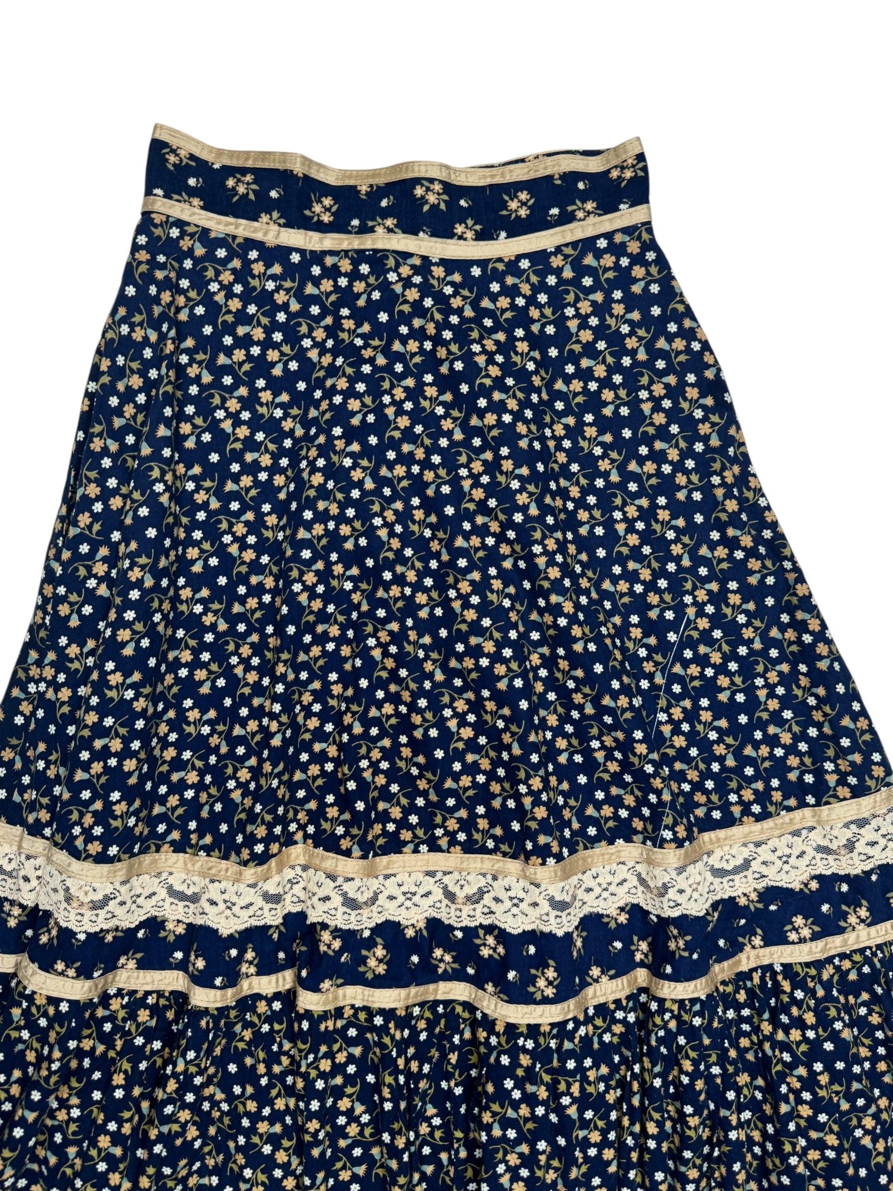Vintage 70s Gunne Sax Floral Cotton Midi Skirt | XXS-XS - Etsy