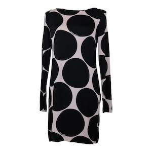 Vintage 2000s Y2K Miss Sixty Black & Baby Pink Polka Dot Long Sleeve Knee Length Dress | Size M