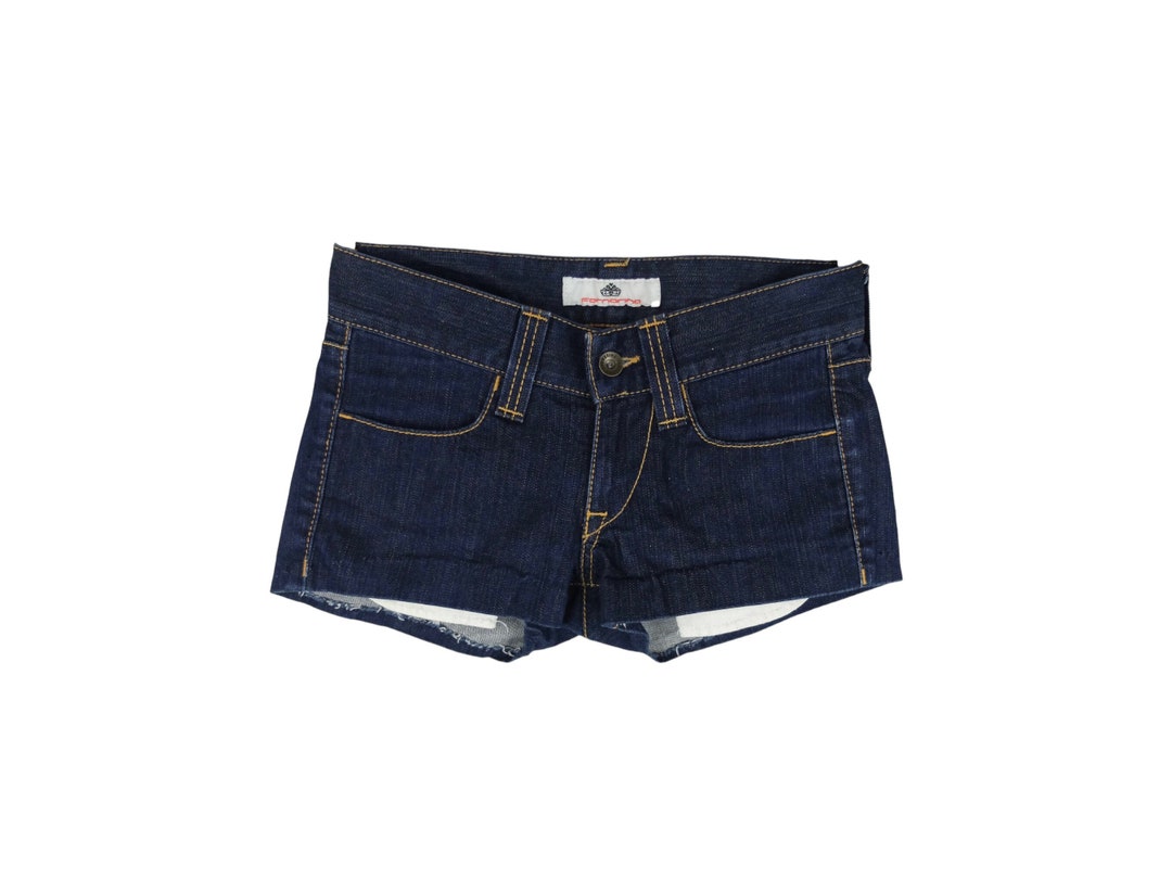【suzen】Marilyn y2k dark blue denim shorts Vintage 2000s Y2K Dark Wash Navy Blue Denim Jean Micro Short