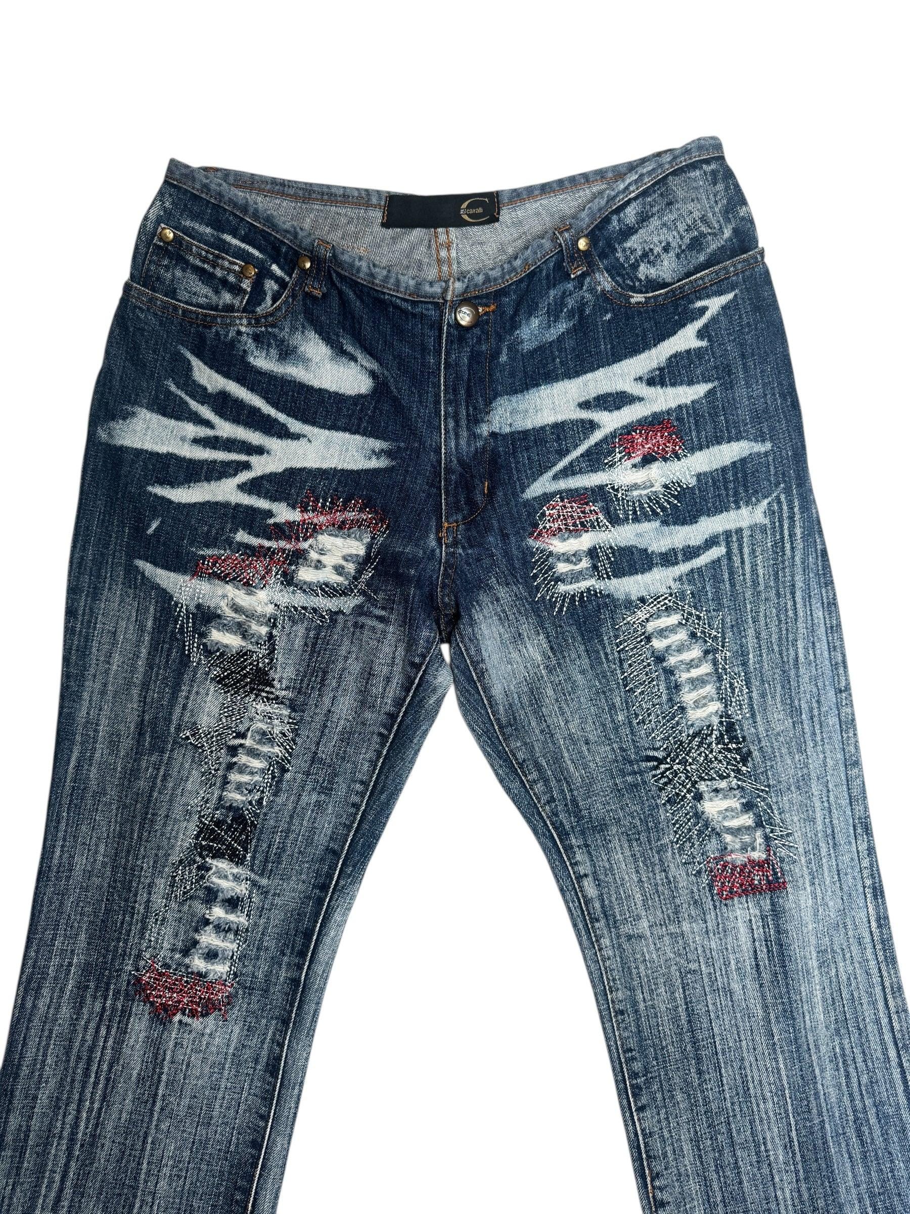 Vintage Just Cavalli Embroidered Bootcut Jeans | Y2K Acid Wash