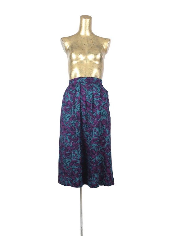 80s Romantic Bohemian Floral High Waisted Full Cir