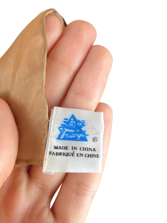 Vintage 90s Silk Chic Mod Solid Basic Beige Tan W… - image 5