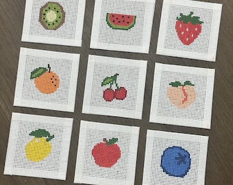 Mini 13 mesh Fruit needlepoint canvas 1.5”