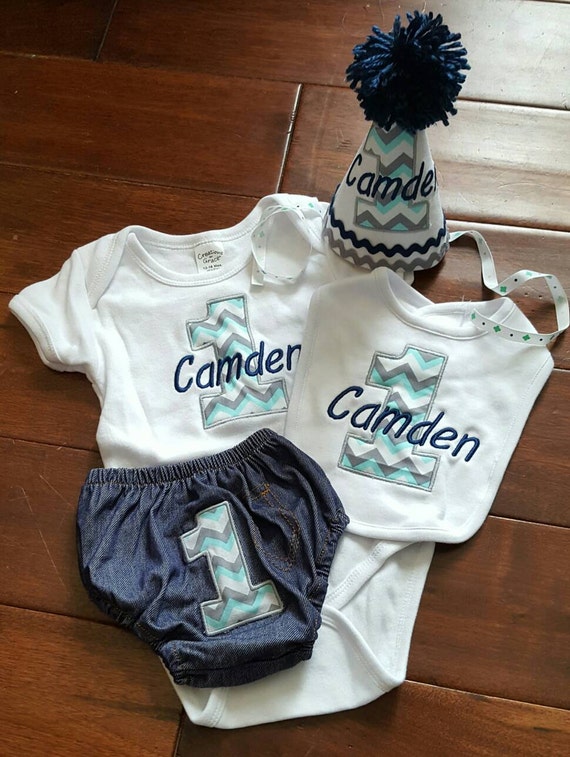 Baby Boy 1st First Birthday Cake Smash Outfit With Hat Etsy