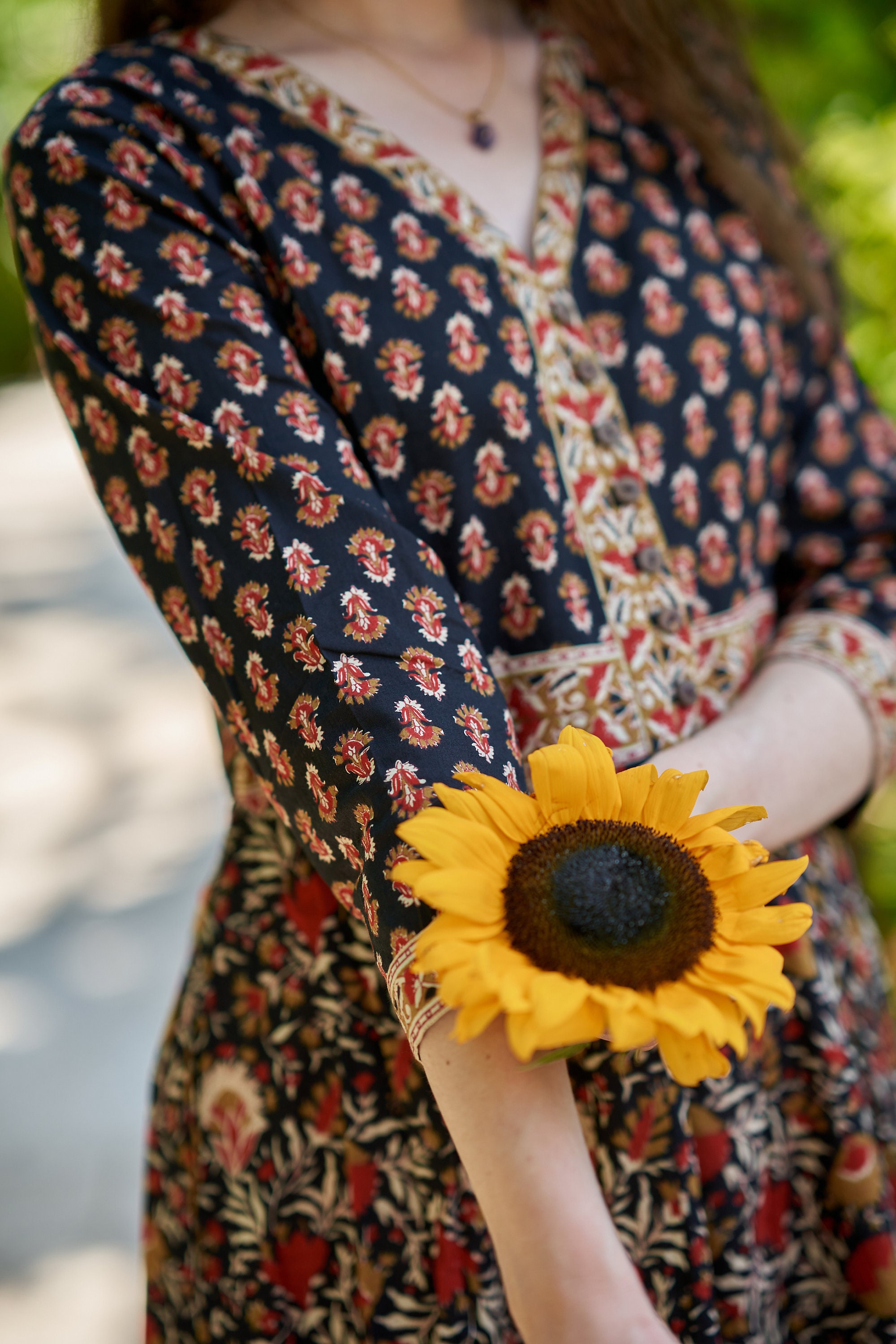 【近年モデル】 サラマリカ Cotton Block Pattern Dress New Samsara Dress,pure Cotton,hand Block Printed,bohemian