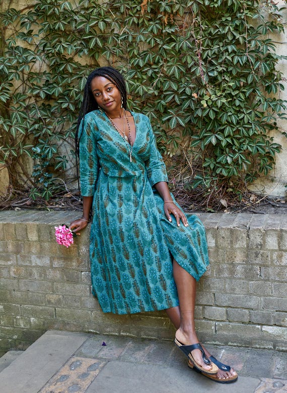 green floral wrap midi dress Wave Leather Skirt (Seafoam) – Antithesis