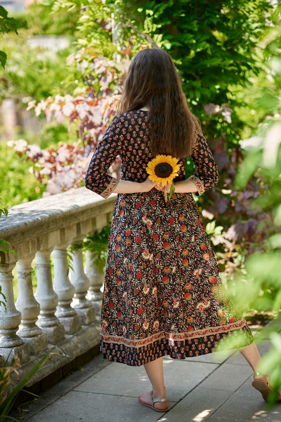 【近年モデル】 サラマリカ Cotton Block Pattern Dress New Samsara Dress,pure Cotton,hand Block Printed,bohemian