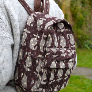 Hand Block Leaf Print Backpack New Silene Hand Block Printed Mini Backpack,quilted,floral  main image 2