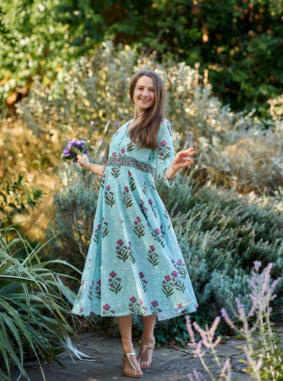 asos blue embroidered dress Annabelle Chambray Blue Ultra Suede Dress – StyleWest main image 1