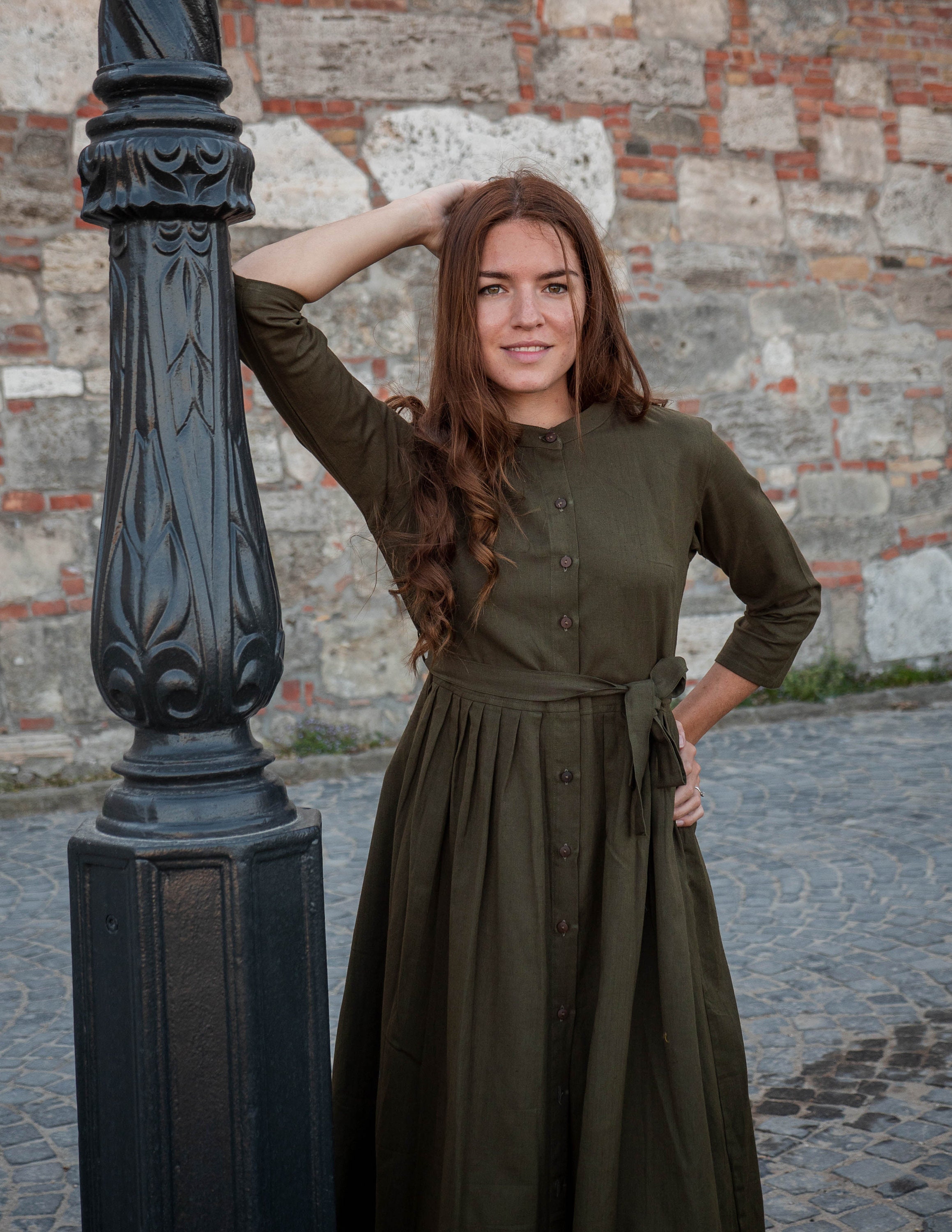 Sofia Button Down Dress,pure Cotton,bohemian,casual