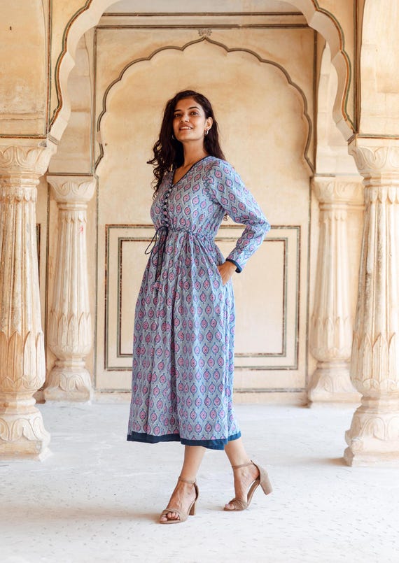 New Pandora-bohemian Midi Dress,hand Block Printed Cotton,casual,occasional,pure Cotton,handcrafted,ethical Fashion,floral,blue,rose - Etsy Finland New Pandora-bohemian Midi Dress,hand Block Printed Cotton,casual,occasional,pure Cotton,handcrafted,ethical Fashion,floral,blue,rose - Etsy Finland