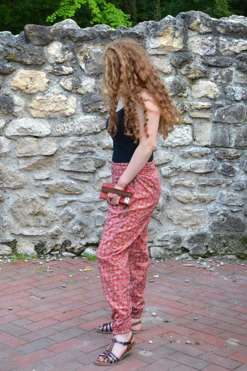 Amber-TrousersPants,Side Pockets,Floral,Pure Cotton,Casual,Meditation,Holiday,Harem Pants,Bohemian,Ethical Fashion,Handmade