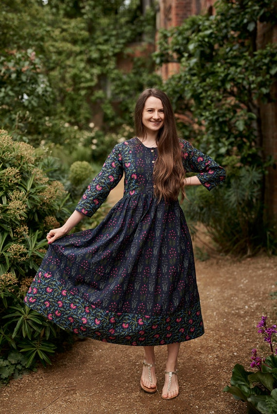 bohemian garden dress Sunset Floral Cotton Tunic Dress