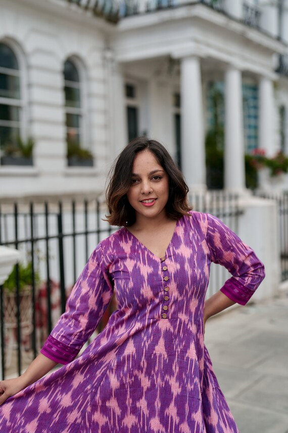 purple ikat dress Purple Ikat Midi Dress
