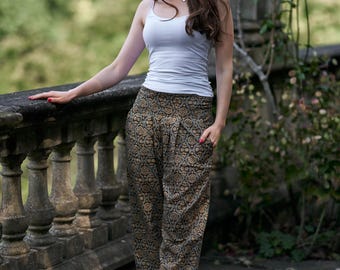 Nirvana-Trousers/Pants,Side Pockets,Hand Block Printed,Casual,Meditation,Holiday,Harem Pants,Bohemian,Handmade,Ethical Fashion,Spring-Summer