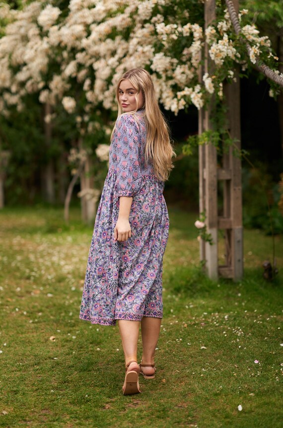 handcrafted rose midi dress Augusta Midi Linen Dress