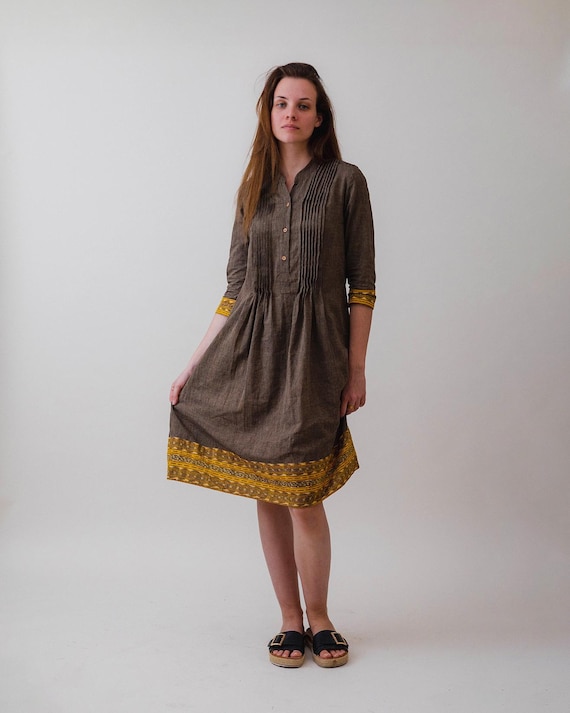 midi pure cotton tunic dress Women's Poplin Midi Tunic Dress in Garden Green, Size Small, Organic Cotton by Quince