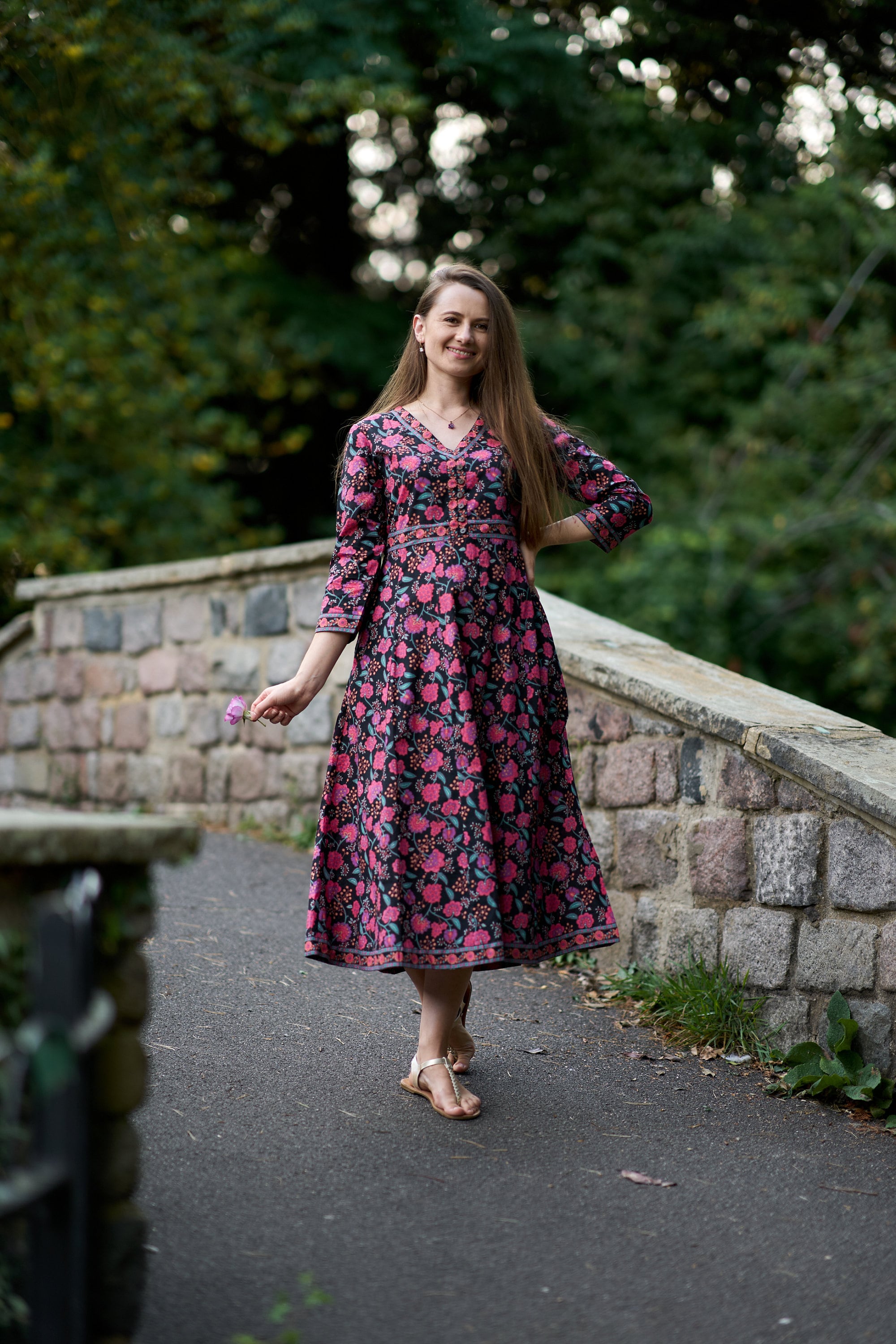 【近年モデル】 サラマリカ Cotton Block Pattern Dress New Persian Rose Dress,pure Cotton,hand Block Printed