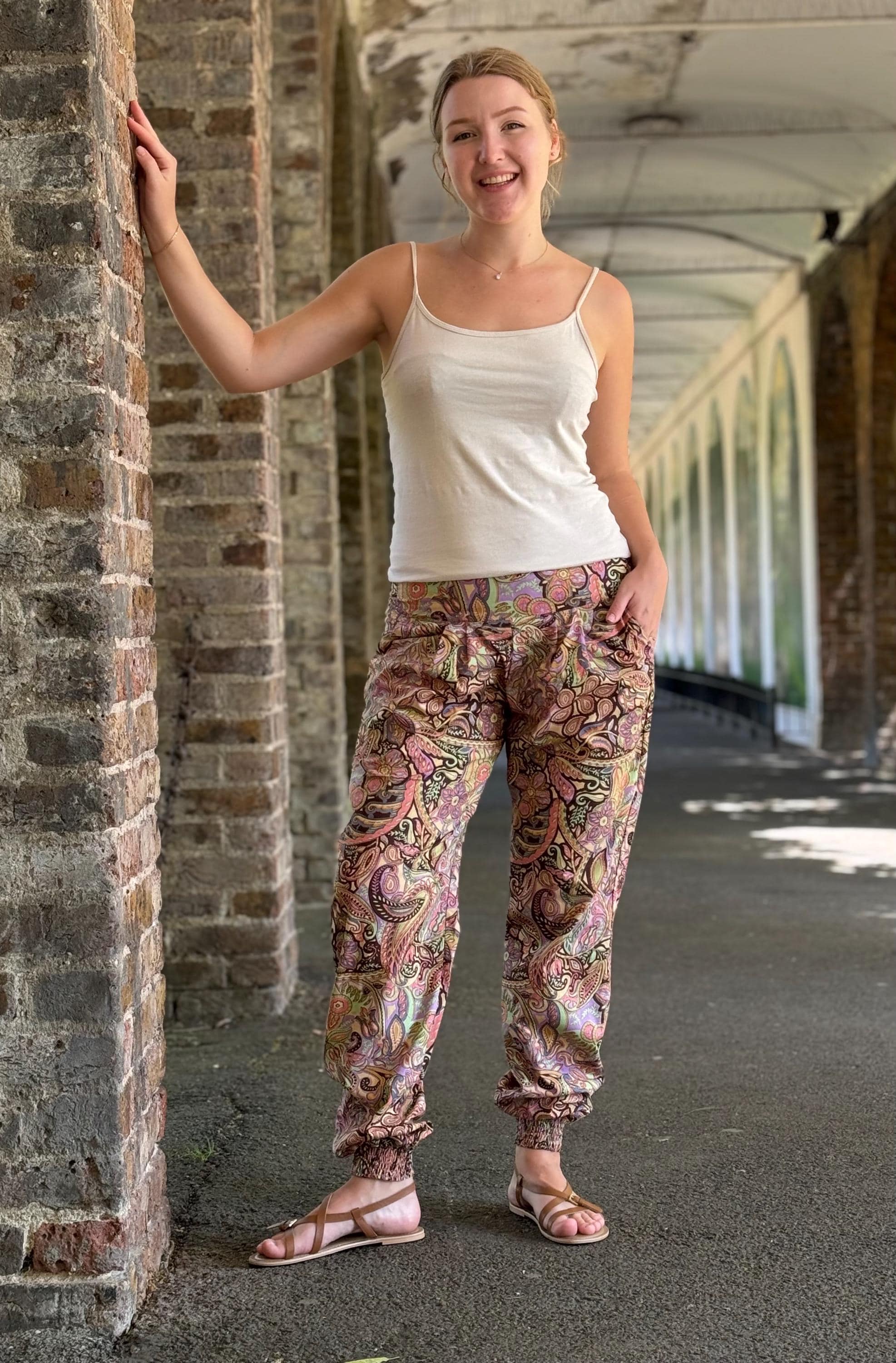 Mila - Hand Block Printed Bohemian Trousers,harem Pants,side