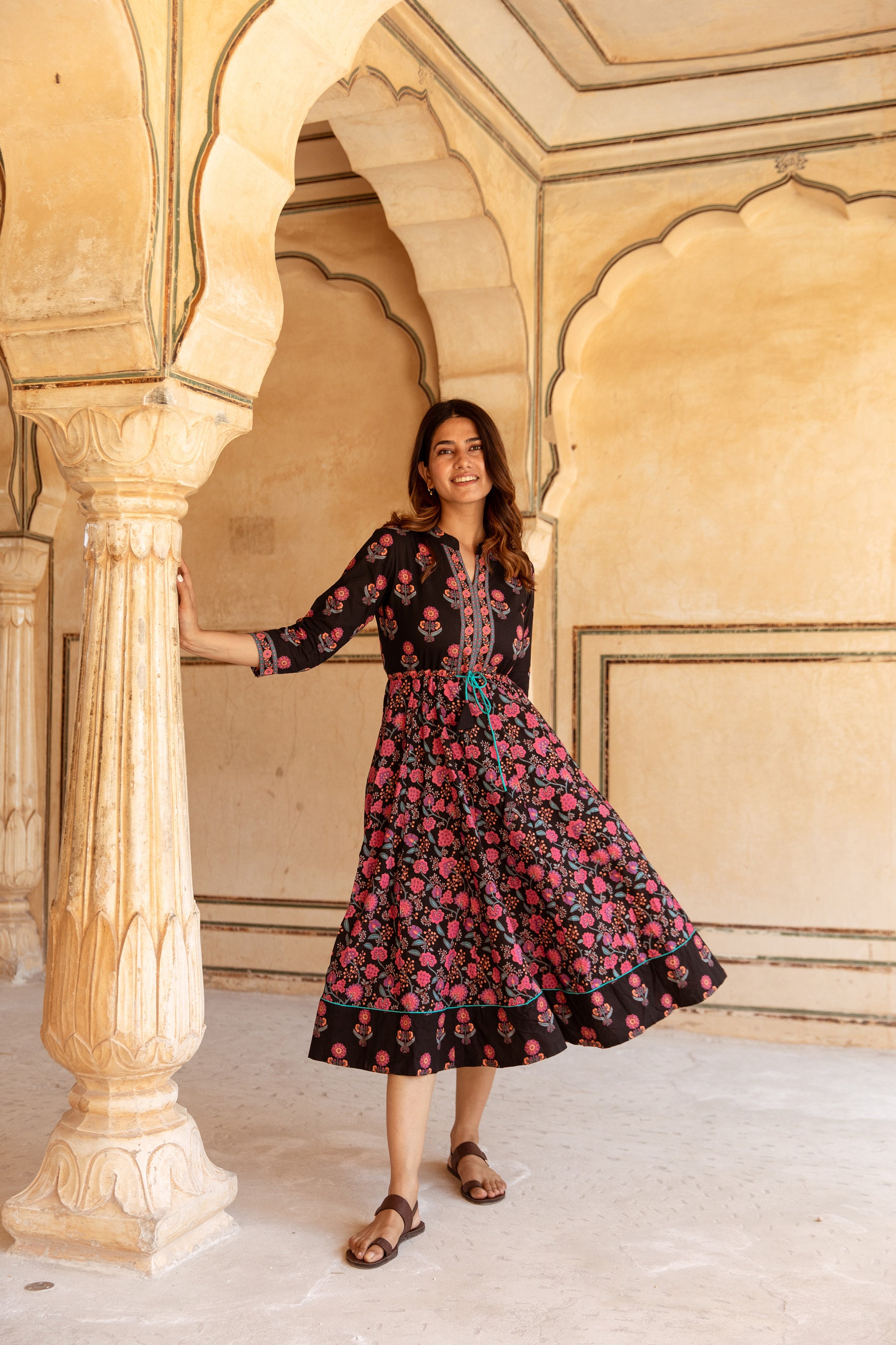 persian dress designer New Rose Dress,pure Cotton,hand Block Printed,bohemian,casual-occasional,holiday,summer,black,pink,handcrafted,ethical Fashion Colours:Black cotton poplin maxi dress The 33 best summer Fashion show
