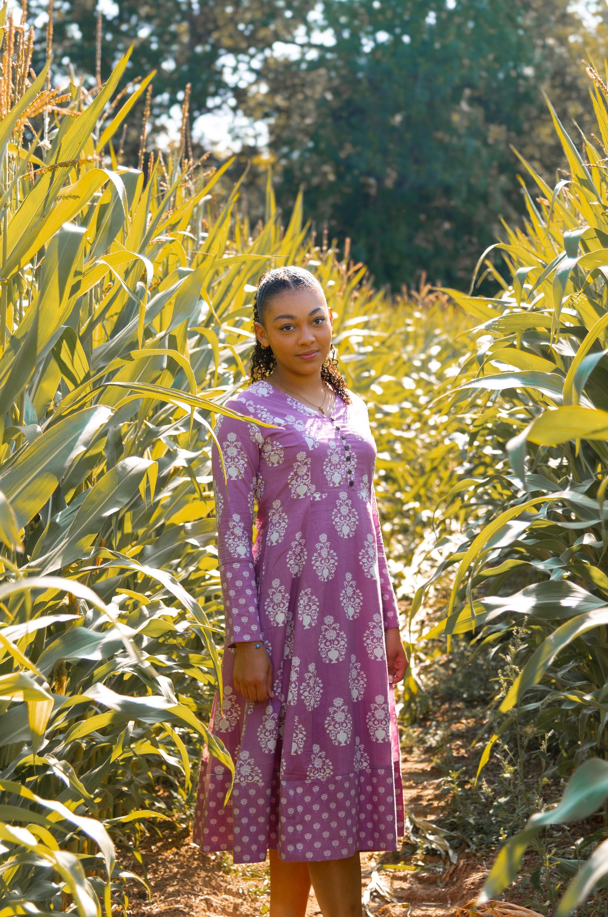 HYKE ハイク PEBBLE PRINTED DRESS サイズ1 Hyacinth-dress,calf Length,hand Block Printed,bohemian,floral