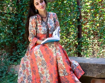 Nieuwe Ambika jurk Puur katoen Handblokgedrukt Boho Casual Occasional Vakantie Zomer Bruin Geel Handgemaakt Ethische mode Etsy Nederland